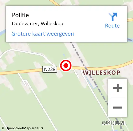 Locatie op kaart van de 112 melding: Politie Oudewater, Willeskop op 24 mei 2024 23:02