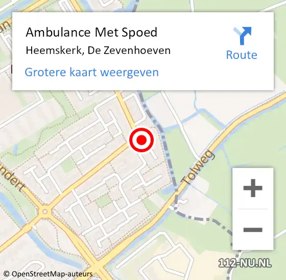 Locatie op kaart van de 112 melding: Ambulance Met Spoed Naar Heemskerk, De Zevenhoeven op 24 mei 2024 23:45