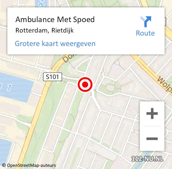 Locatie op kaart van de 112 melding: Ambulance Met Spoed Naar Rotterdam, Rietdijk op 24 mei 2024 23:46