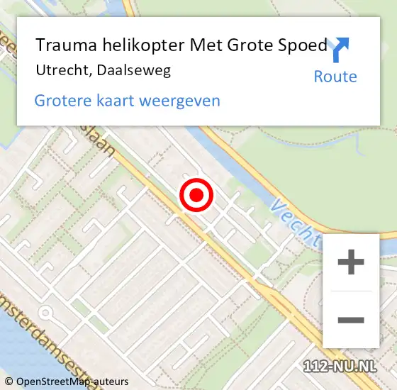 Locatie op kaart van de 112 melding: Trauma helikopter Met Grote Spoed Naar Utrecht, Daalseweg op 25 mei 2024 00:01