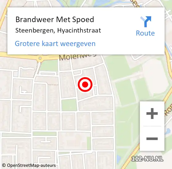 Locatie op kaart van de 112 melding: Brandweer Met Spoed Naar Steenbergen, Hyacinthstraat op 25 mei 2024 00:08