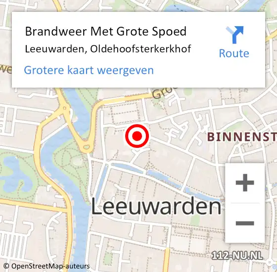 Locatie op kaart van de 112 melding: Brandweer Met Grote Spoed Naar Leeuwarden, Oldehoofsterkerkhof op 25 mei 2024 00:10