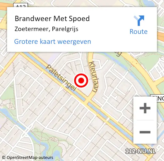 Locatie op kaart van de 112 melding: Brandweer Met Spoed Naar Zoetermeer, Parelgrijs op 25 mei 2024 00:20