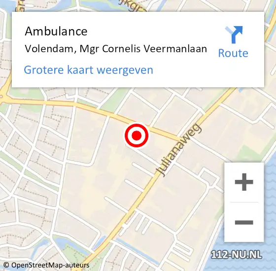 Locatie op kaart van de 112 melding: Ambulance Volendam, Mgr Cornelis Veermanlaan op 25 mei 2024 00:37