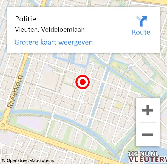 Locatie op kaart van de 112 melding: Politie Vleuten, Veldbloemlaan op 25 mei 2024 01:11