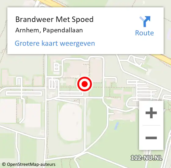 Locatie op kaart van de 112 melding: Brandweer Met Spoed Naar Arnhem, Papendallaan op 25 mei 2024 01:23