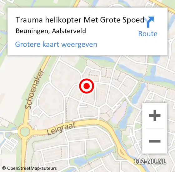 Locatie op kaart van de 112 melding: Trauma helikopter Met Grote Spoed Naar Beuningen, Aalsterveld op 25 mei 2024 01:31