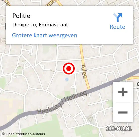 Locatie op kaart van de 112 melding: Politie Dinxperlo, Emmastraat op 25 mei 2024 02:37