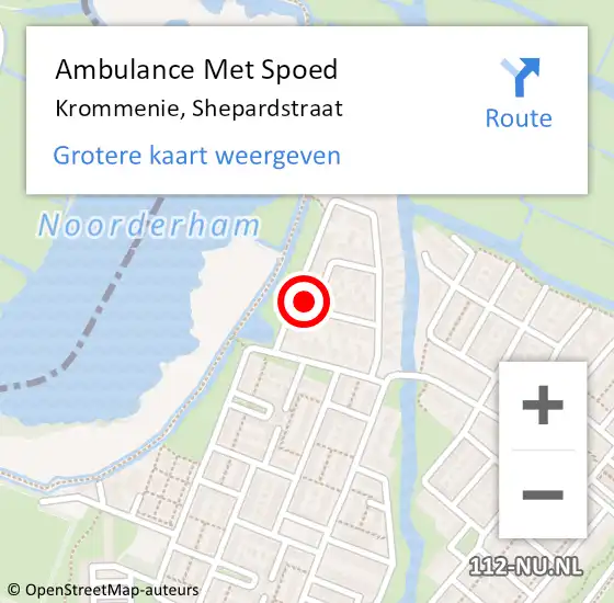 Locatie op kaart van de 112 melding: Ambulance Met Spoed Naar Krommenie, Shepardstraat op 25 mei 2024 03:16