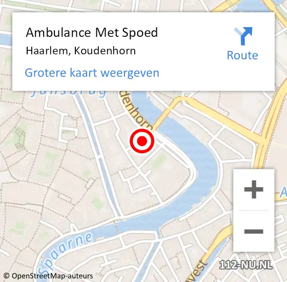 Locatie op kaart van de 112 melding: Ambulance Met Spoed Naar Haarlem, Koudenhorn op 25 mei 2024 03:33