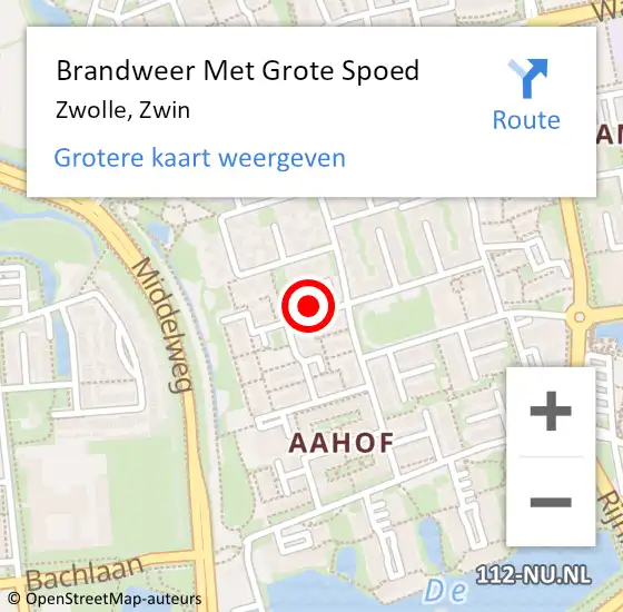 Locatie op kaart van de 112 melding: Brandweer Met Grote Spoed Naar Zwolle, Zwin op 25 mei 2024 03:37