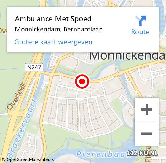 Locatie op kaart van de 112 melding: Ambulance Met Spoed Naar Monnickendam, Bernhardlaan op 25 mei 2024 03:54