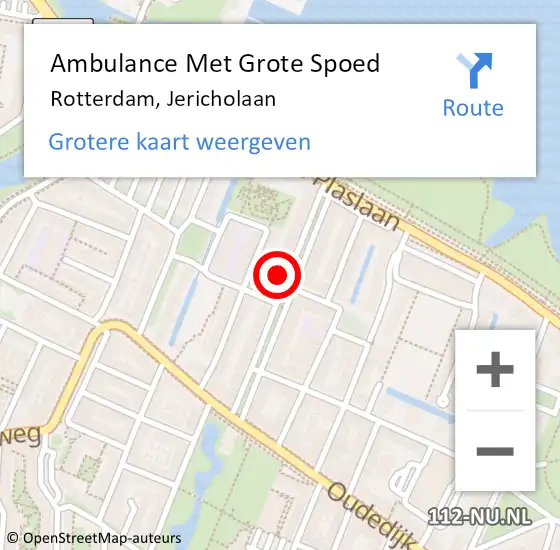 Locatie op kaart van de 112 melding: Ambulance Met Grote Spoed Naar Rotterdam, Jericholaan op 25 mei 2024 04:19