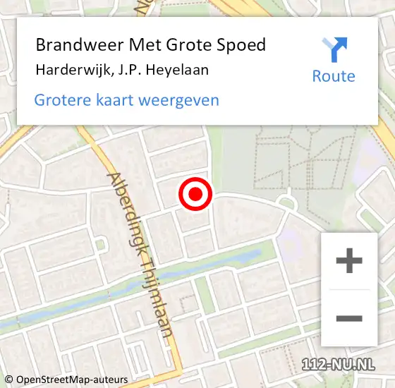 Locatie op kaart van de 112 melding: Brandweer Met Grote Spoed Naar Harderwijk, J.P. Heyelaan op 25 mei 2024 04:45