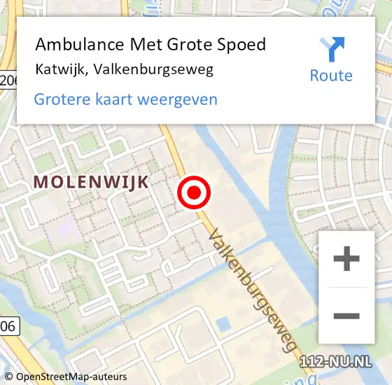 Locatie op kaart van de 112 melding: Ambulance Met Grote Spoed Naar Katwijk, Valkenburgseweg op 25 mei 2024 04:53