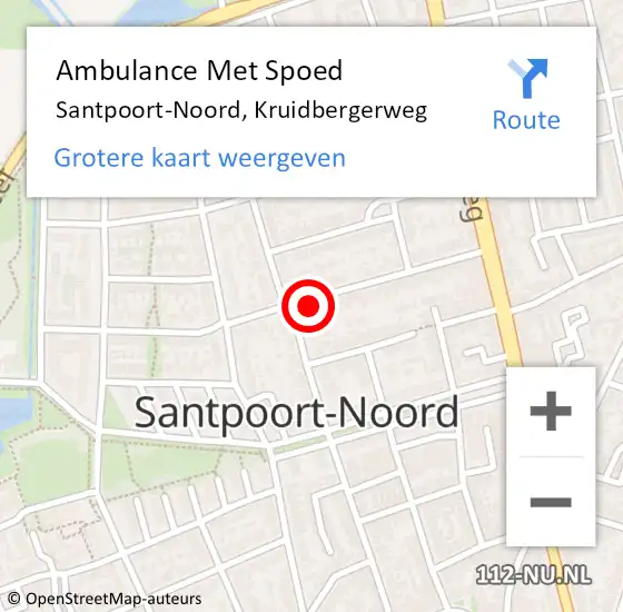 Locatie op kaart van de 112 melding: Ambulance Met Spoed Naar Santpoort-Noord, Kruidbergerweg op 25 mei 2024 05:10