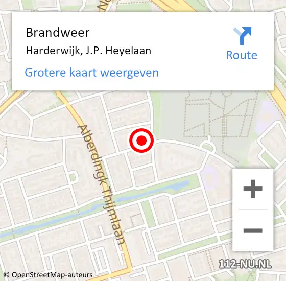 Locatie op kaart van de 112 melding: Brandweer Harderwijk, J.P. Heyelaan op 25 mei 2024 05:17