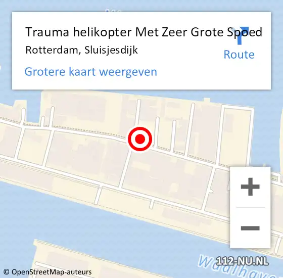 Locatie op kaart van de 112 melding: Trauma helikopter Met Zeer Grote Spoed Naar Rotterdam, Sluisjesdijk op 25 mei 2024 06:20