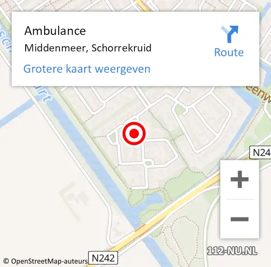 Locatie op kaart van de 112 melding: Ambulance Middenmeer, Schorrekruid op 25 mei 2024 06:51