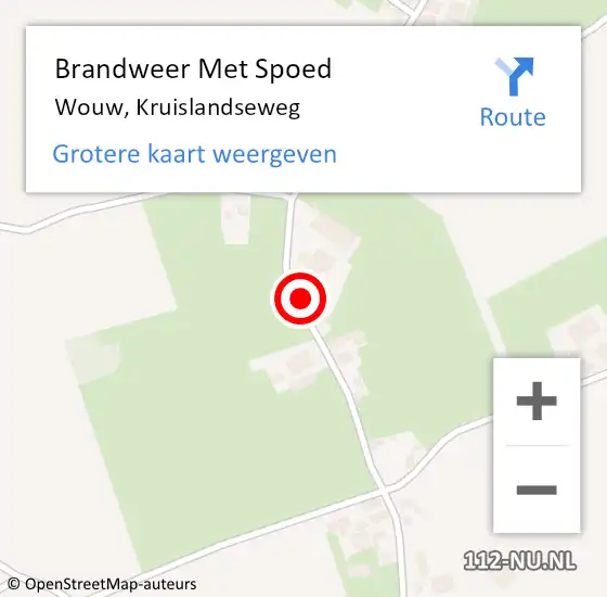 Locatie op kaart van de 112 melding: Brandweer Met Spoed Naar Wouw, Kruislandseweg op 25 mei 2024 06:57