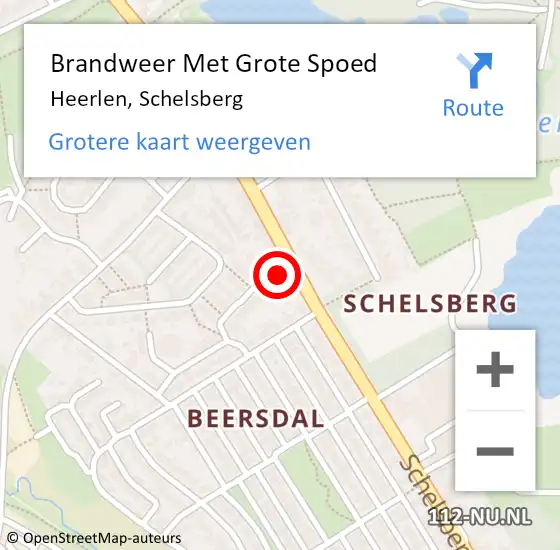 Locatie op kaart van de 112 melding: Brandweer Met Grote Spoed Naar Heerlen, Schelsberg op 25 mei 2024 06:57