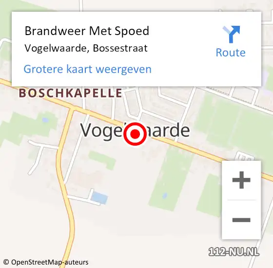 Locatie op kaart van de 112 melding: Brandweer Met Spoed Naar Vogelwaarde, Bossestraat op 25 mei 2024 07:30