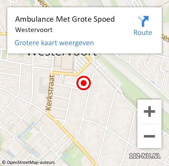 Locatie op kaart van de 112 melding: Ambulance Met Grote Spoed Naar Westervoort op 25 mei 2024 07:31