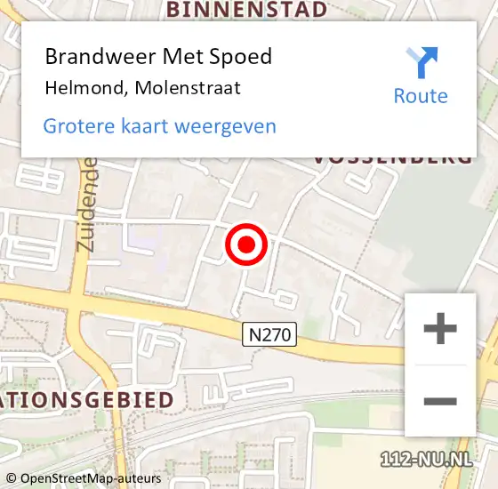 Locatie op kaart van de 112 melding: Brandweer Met Spoed Naar Helmond, Molenstraat op 25 mei 2024 07:34