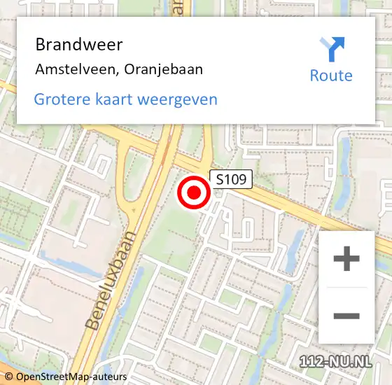 Locatie op kaart van de 112 melding: Brandweer Amstelveen, Oranjebaan op 25 mei 2024 08:19