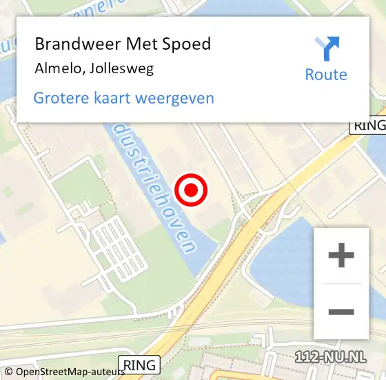 Locatie op kaart van de 112 melding: Brandweer Met Spoed Naar Almelo, Jollesweg op 25 mei 2024 08:35