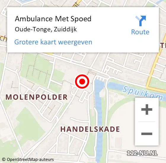 Locatie op kaart van de 112 melding: Ambulance Met Spoed Naar Oude-Tonge, Zuiddijk op 25 mei 2024 08:54