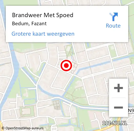 Locatie op kaart van de 112 melding: Brandweer Met Spoed Naar Bedum, Fazant op 25 mei 2024 09:13