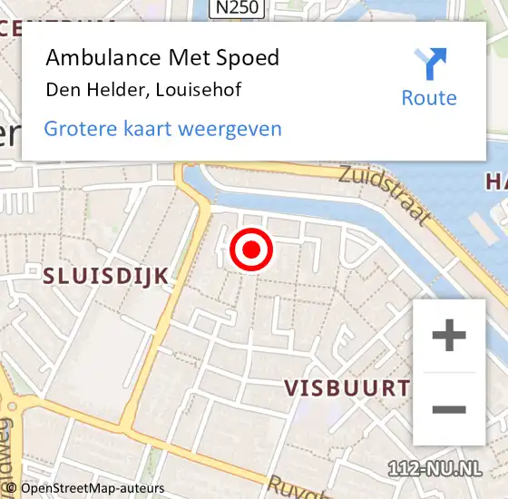 Locatie op kaart van de 112 melding: Ambulance Met Spoed Naar Den Helder, Louisehof op 25 mei 2024 09:28