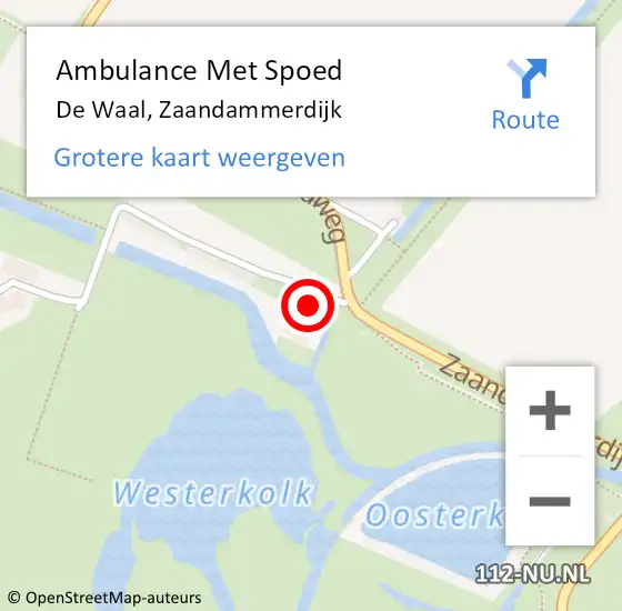 Locatie op kaart van de 112 melding: Ambulance Met Spoed Naar De Waal, Zaandammerdijk op 25 mei 2024 09:53