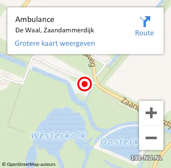 Locatie op kaart van de 112 melding: Ambulance De Waal, Zaandammerdijk op 25 mei 2024 09:54