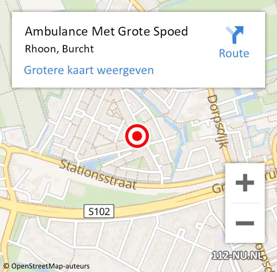 Locatie op kaart van de 112 melding: Ambulance Met Grote Spoed Naar Rhoon, Burcht op 25 mei 2024 09:58