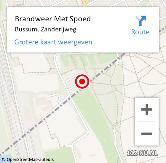 Locatie op kaart van de 112 melding: Brandweer Met Spoed Naar Bussum, Zanderijweg op 25 mei 2024 10:21