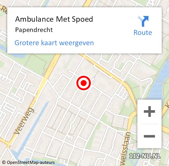 Locatie op kaart van de 112 melding: Ambulance Met Spoed Naar Papendrecht op 25 mei 2024 10:28