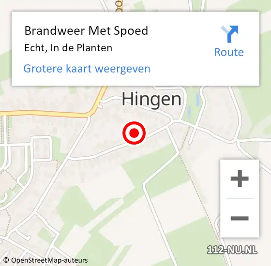 Locatie op kaart van de 112 melding: Brandweer Met Spoed Naar Echt, In de Planten op 25 mei 2024 10:40