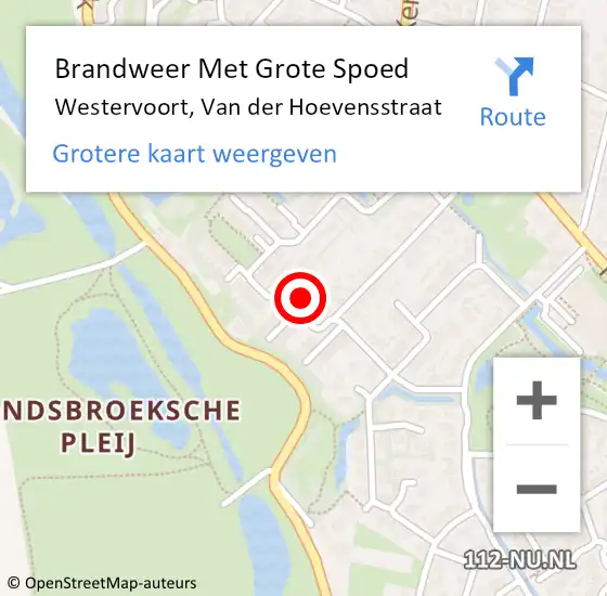 Locatie op kaart van de 112 melding: Brandweer Met Grote Spoed Naar Westervoort, Van der Hoevensstraat op 25 mei 2024 11:06