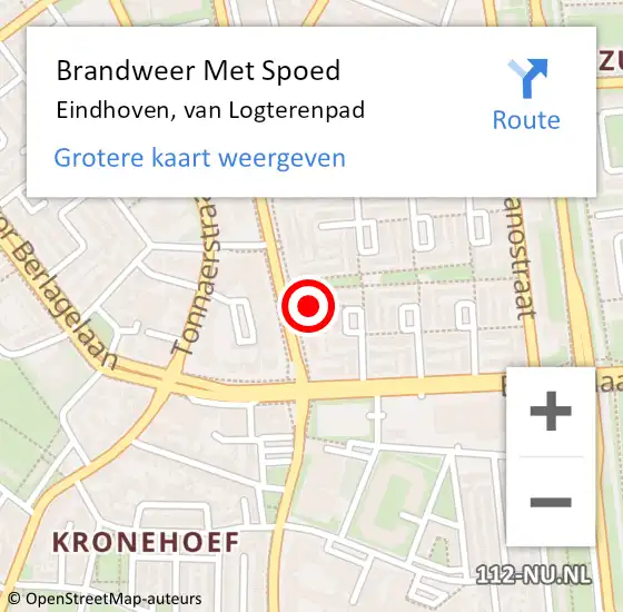 Locatie op kaart van de 112 melding: Brandweer Met Spoed Naar Eindhoven, van Logterenpad op 25 mei 2024 11:07