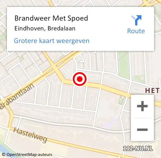 Locatie op kaart van de 112 melding: Brandweer Met Spoed Naar Eindhoven, Bredalaan op 25 mei 2024 11:13