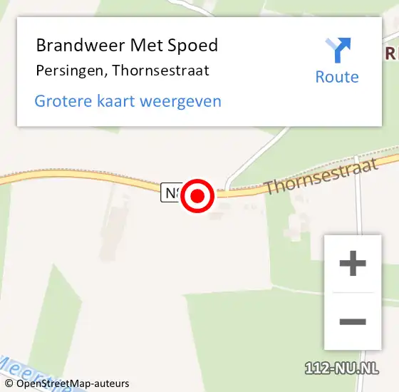 Locatie op kaart van de 112 melding: Brandweer Met Spoed Naar Persingen, Thornsestraat op 7 oktober 2014 08:20