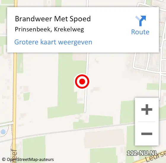 Locatie op kaart van de 112 melding: Brandweer Met Spoed Naar Prinsenbeek, Krekelweg op 25 mei 2024 11:31