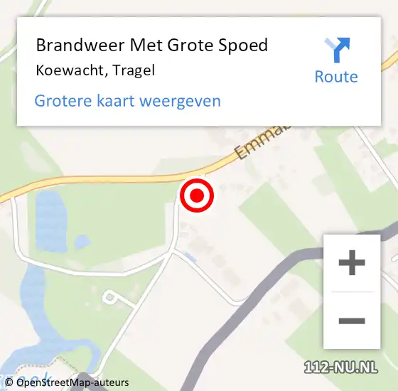 Locatie op kaart van de 112 melding: Brandweer Met Grote Spoed Naar Koewacht, Tragel op 25 mei 2024 11:37