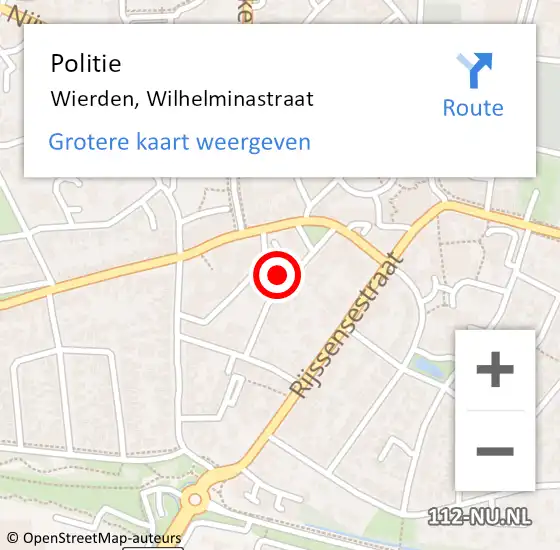 Locatie op kaart van de 112 melding: Politie Wierden, Wilhelminastraat op 25 mei 2024 11:52