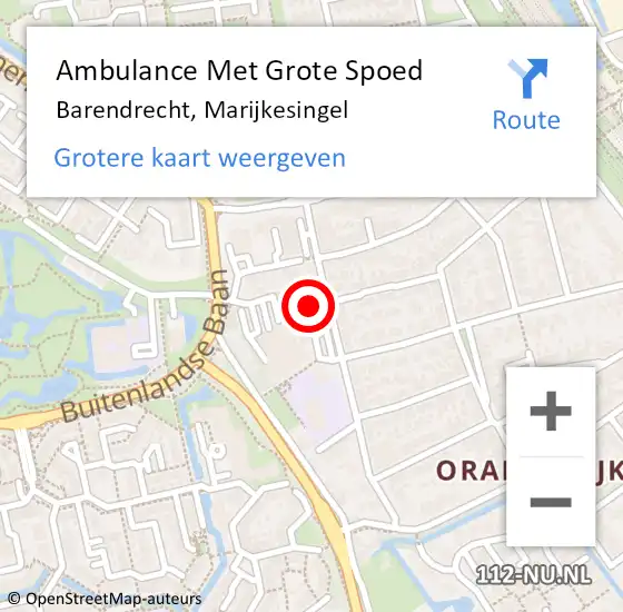 Locatie op kaart van de 112 melding: Ambulance Met Grote Spoed Naar Barendrecht, Marijkesingel op 25 mei 2024 12:28