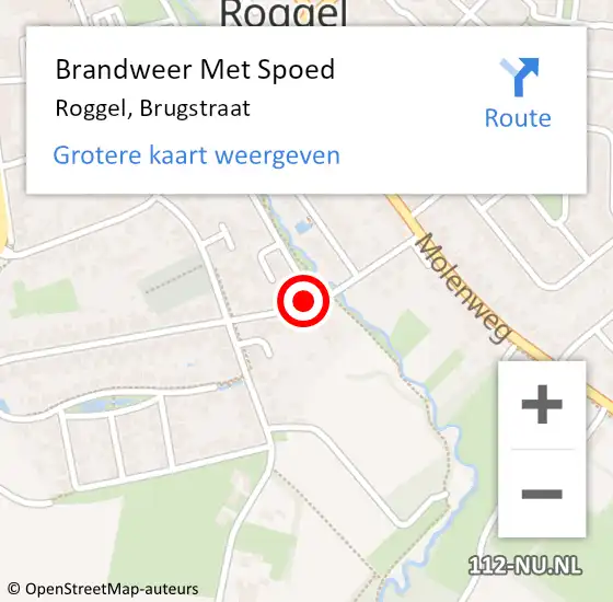 Locatie op kaart van de 112 melding: Brandweer Met Spoed Naar Roggel, Brugstraat op 25 mei 2024 12:33