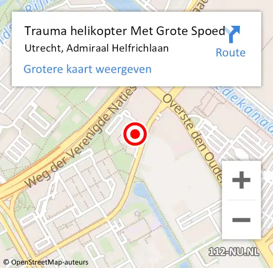 Locatie op kaart van de 112 melding: Trauma helikopter Met Grote Spoed Naar Utrecht, Admiraal Helfrichlaan op 25 mei 2024 12:53
