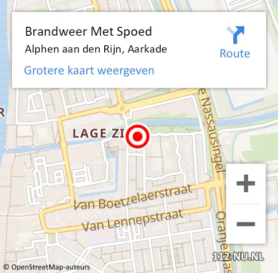 Locatie op kaart van de 112 melding: Brandweer Met Spoed Naar Alphen aan den Rijn, Aarkade op 25 mei 2024 12:54